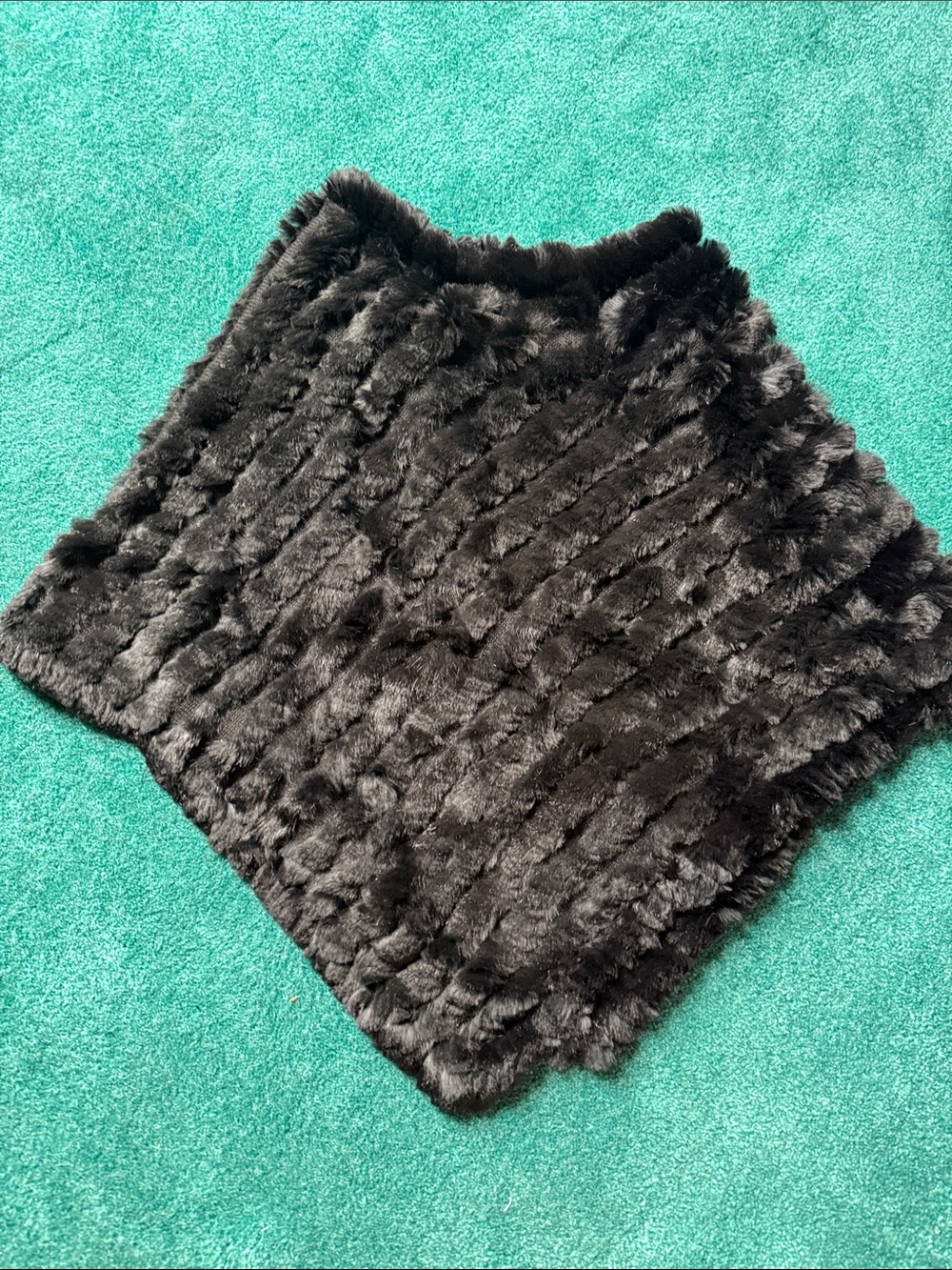 Studio 512 Black rabbit fur Neck Poncho